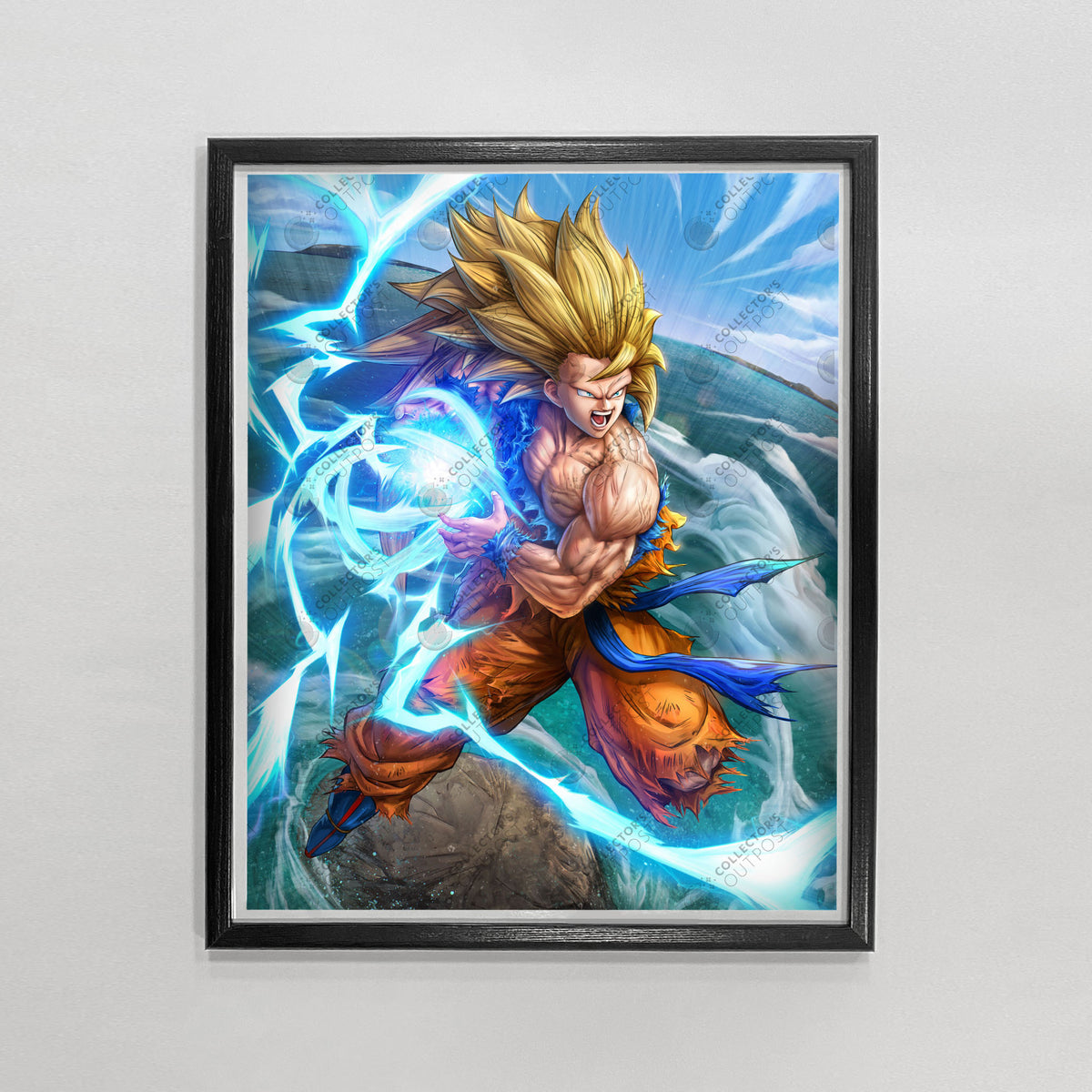 Kit 3 quadros vertical dbz super goku ssj blue