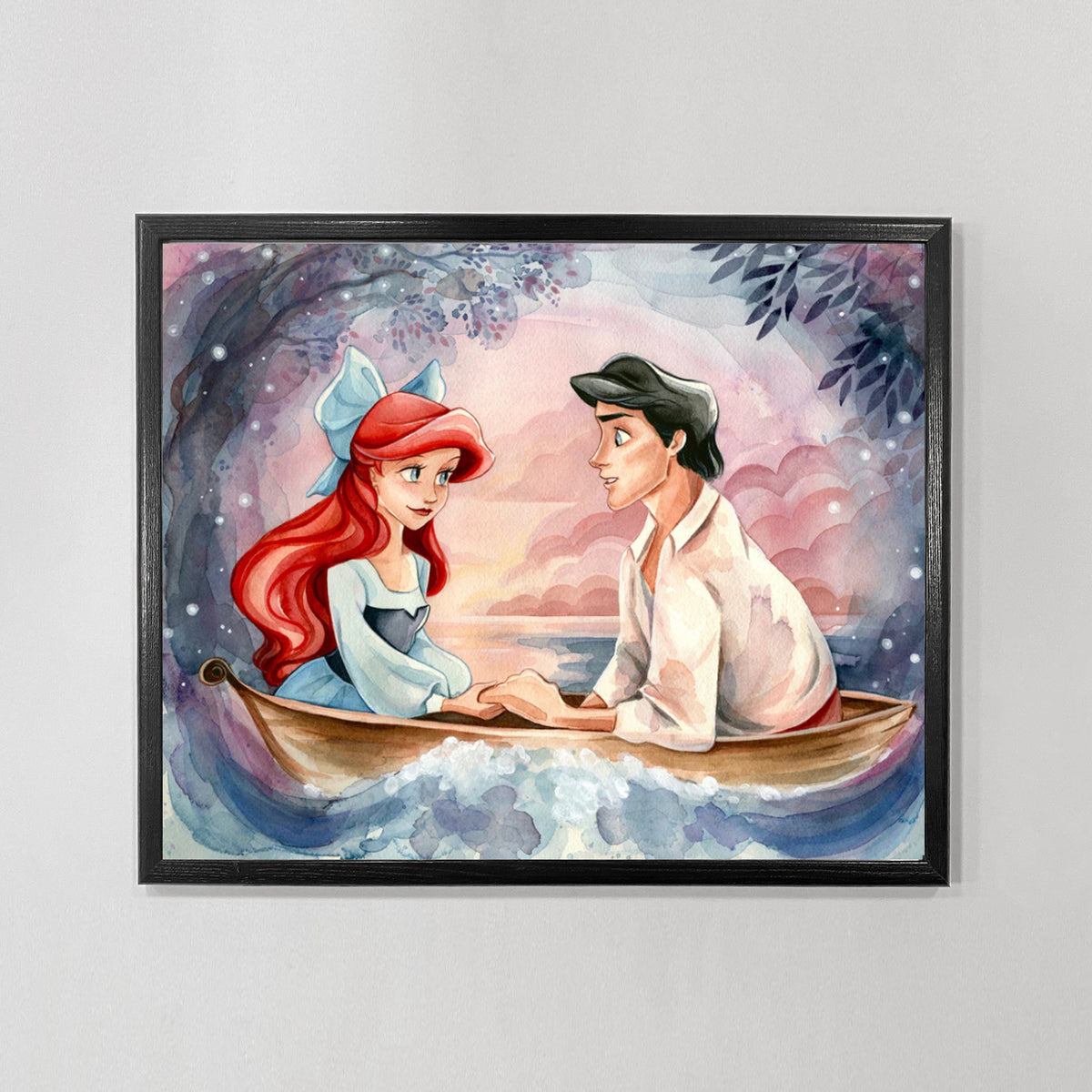 http://mycollectorsoutpost.com/cdn/shop/products/the-little-mermaid-a-blue-lagoon-kiss-the-girl-ariel-and-prince-eric-disney-watercolor-art-print-framed_1200x1200.jpg?v=1669400323