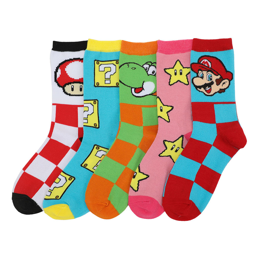 Super Mario Icons Women's 5 Pair Crew Socks