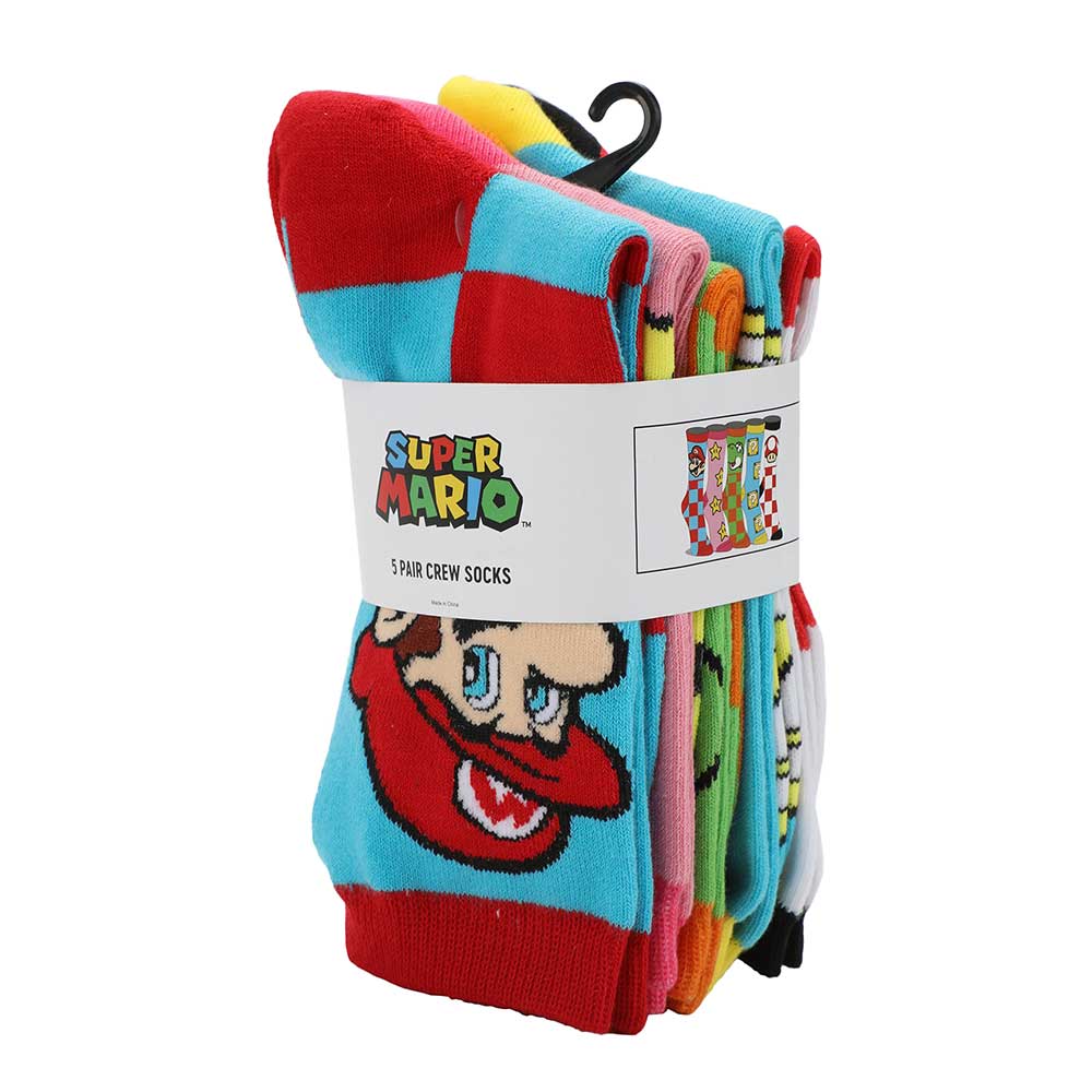 Super Mario Icons Women's 5 Pair Crew Socks