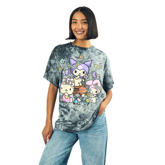 Hello Kitty & Friends Mushroom Forest Tie-Dye Oversized Fit T-Shirt