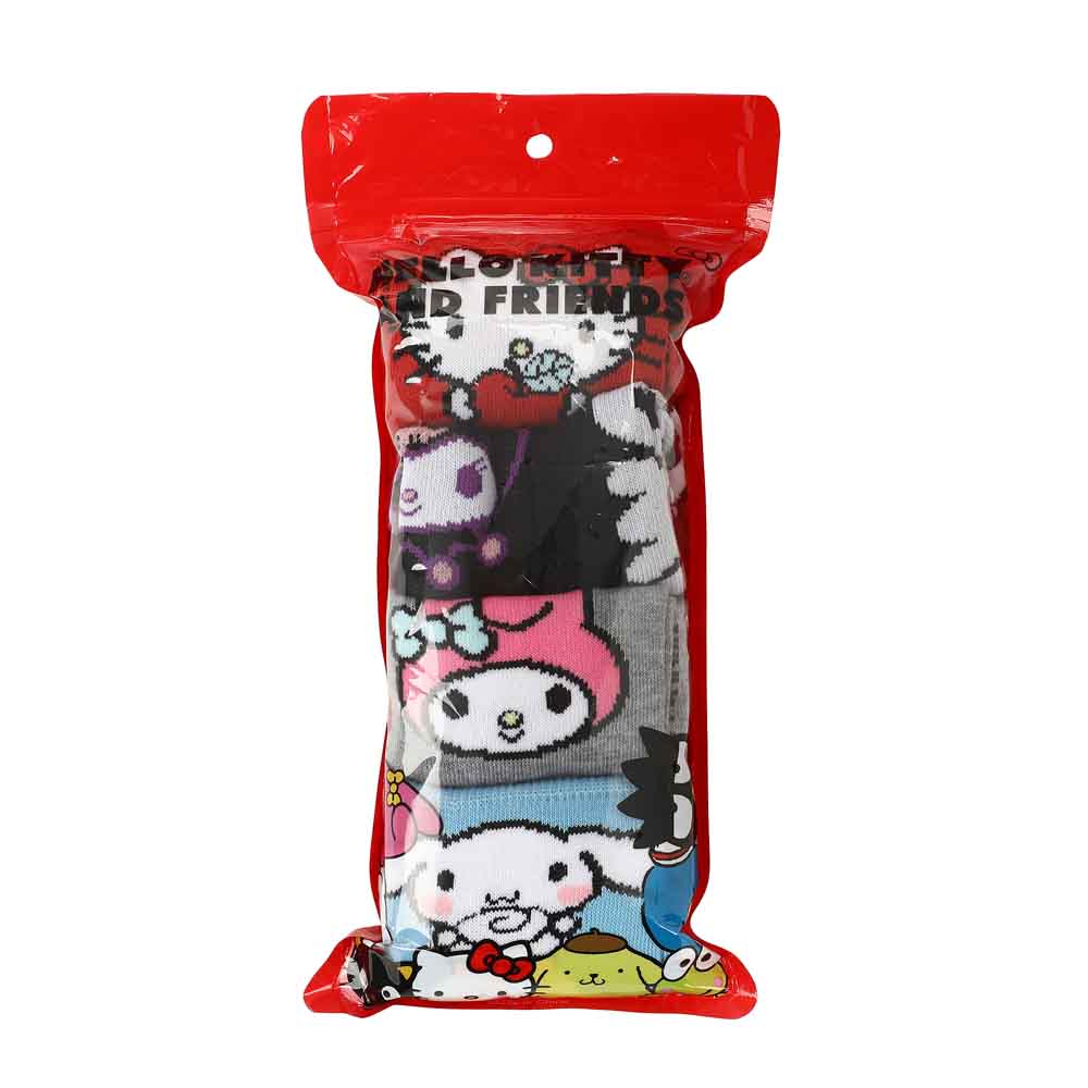 Sanrio Hello Kitty & Friends Mixed Character 5 Pair Crew Socks