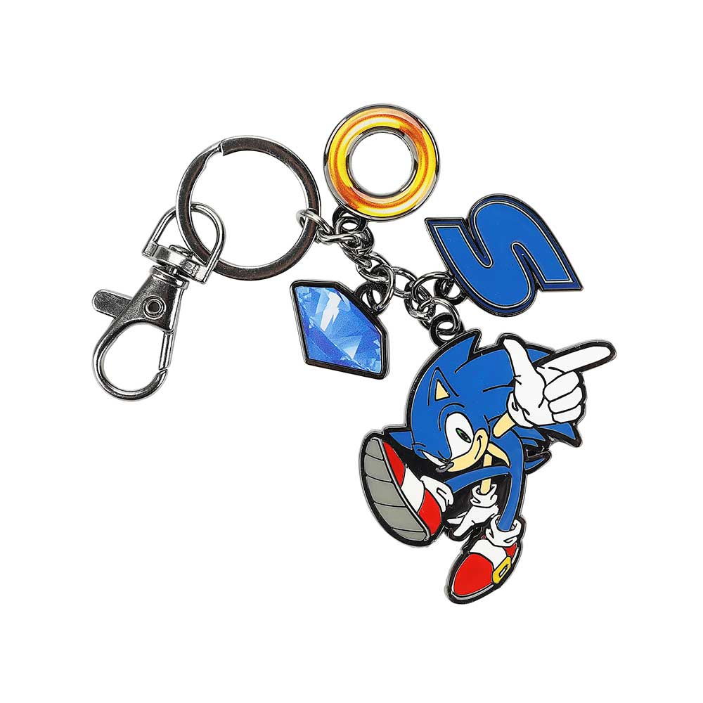 Sonic the Hedgehog Ring & Emerald Charm Keychain