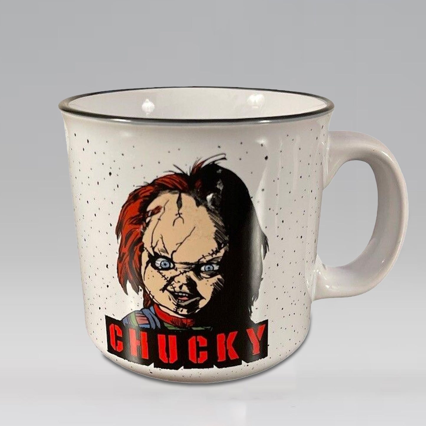 Load image into Gallery viewer, Chucky (Child&amp;#39;s Play) &amp;quot;Wanna Play&amp;quot; 20 oz. Camper Mug
