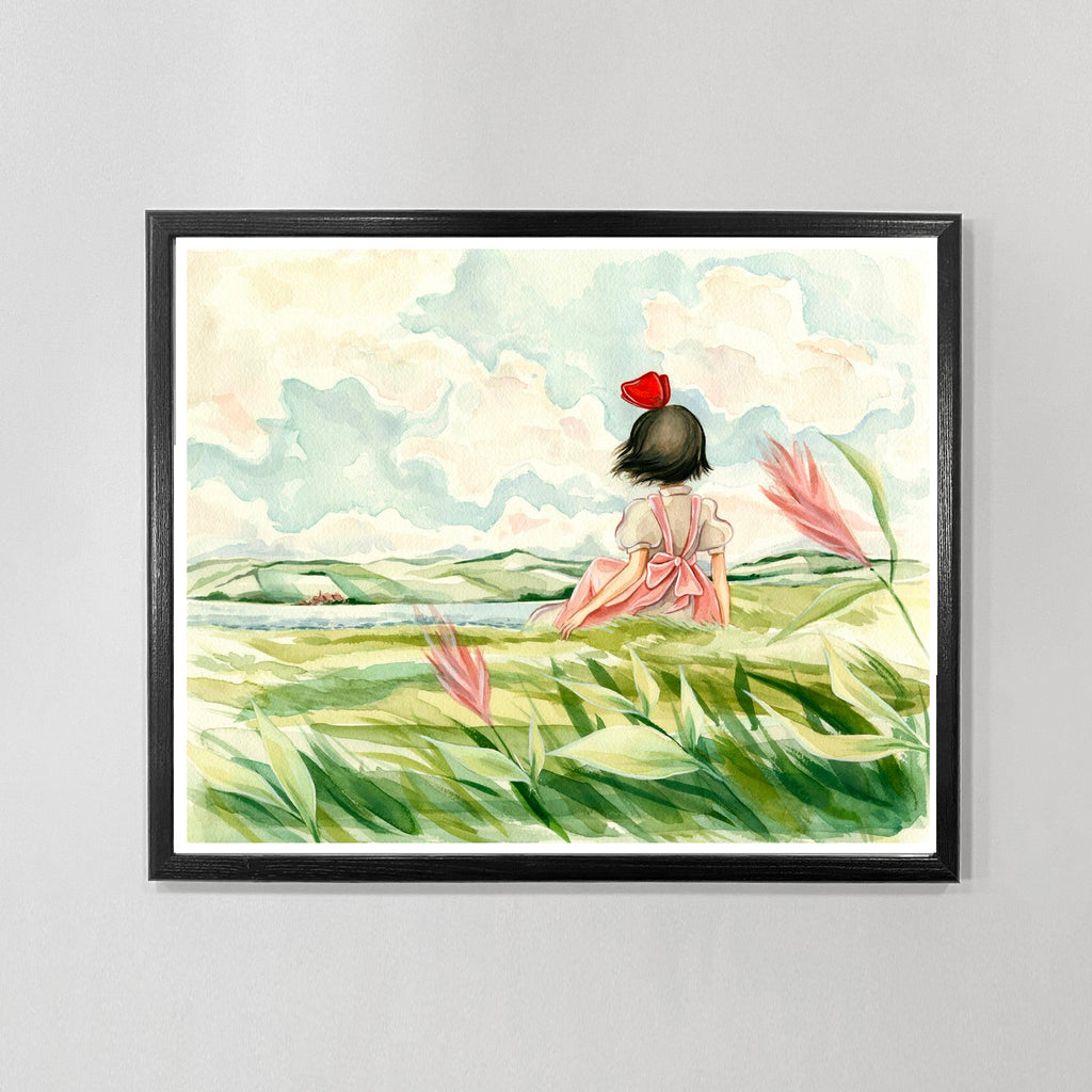 Original framed watercolor: woman hotsell at seaside