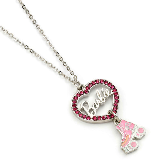 Barbie crystal heart and roller skate necklac