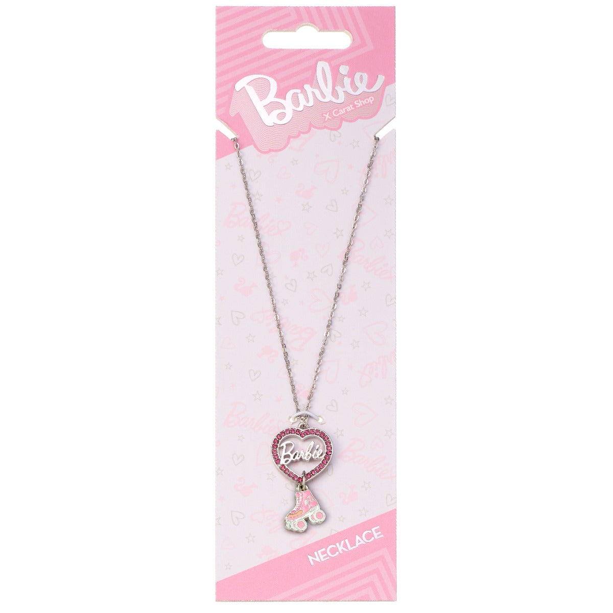 Barbie crystal heart and roller skate necklac