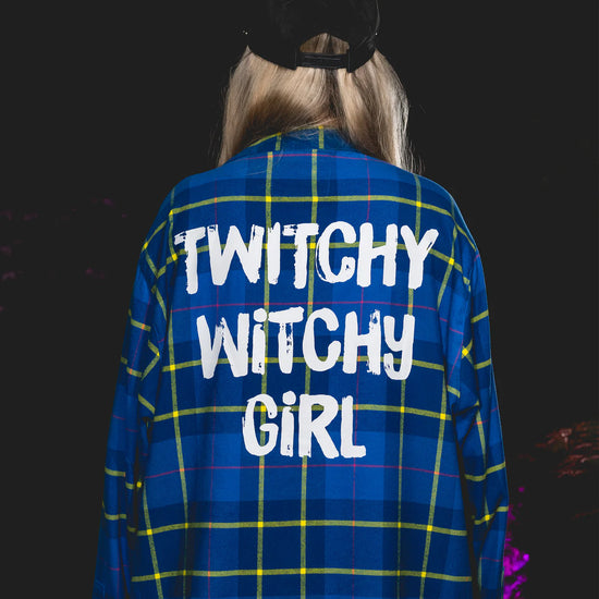 Coraline Twitchy Witchy Girl Flannel Long Sleeve Shirt