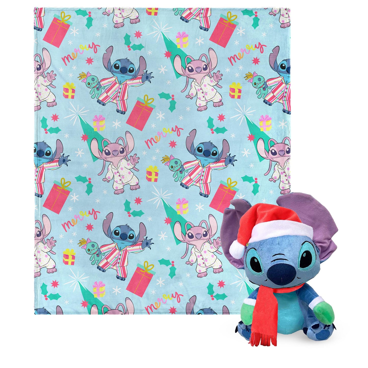 Disney Holiday Stitch Plush and Blanket Set