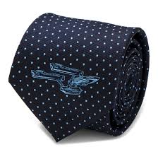 Star Trek Starship Enterprise Dotted Blue Fine Silk Necktie