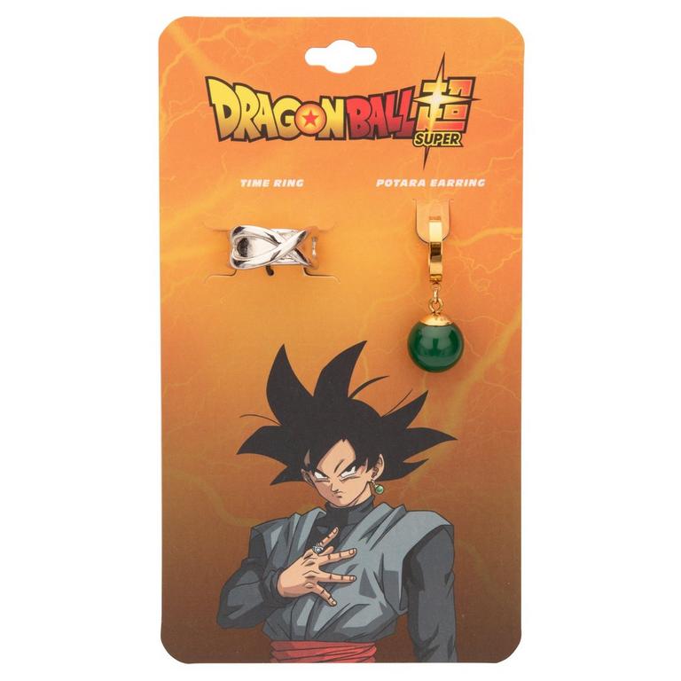 Dragon Ball Z Goku Black Time Ring and Potara Earring Cosplay Jewelry Set