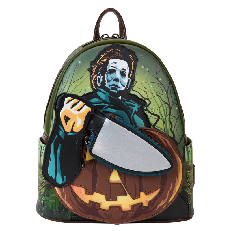 Halloween Michael Myers Pumpkin Glow-In-The-Dark Mini Backpack With Coin Bag