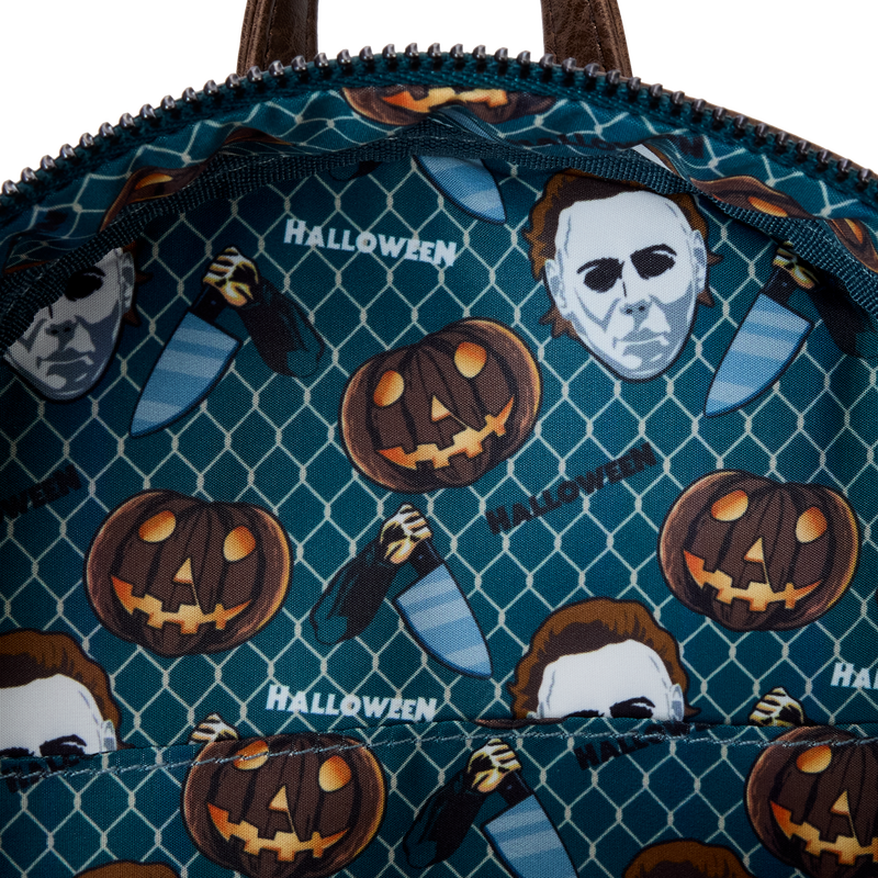 Halloween Michael Myers Pumpkin Glow-In-The-Dark Mini Backpack With Coin Bag