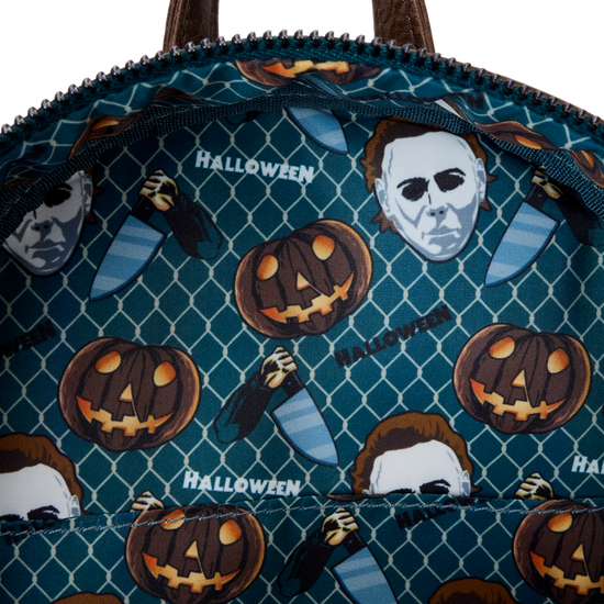 Halloween Michael Myers Pumpkin Glow-In-The-Dark Mini Backpack With Coin Bag