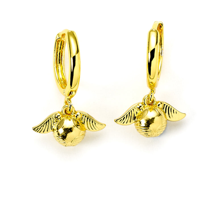 Harry Potter Golden Snitch Hoop Drop Earrings