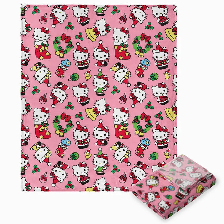 Hello Kitty Holly & Wreath Silk Touch Throw Blanket