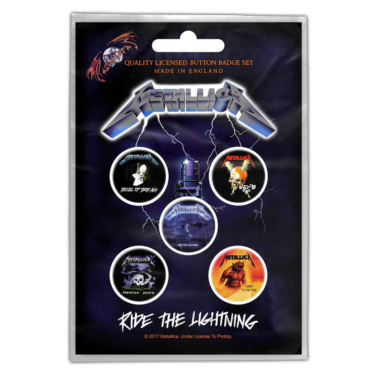 Metallica Ride the Lightning 5 Button Badge Set