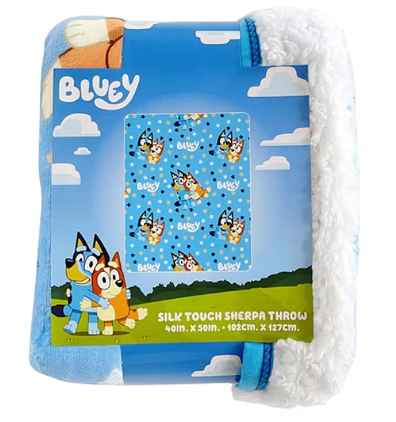 Bluey Happy Times Sherpa Throw Blanket