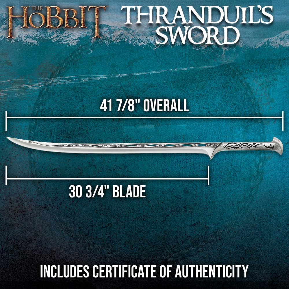 The Hobbit Sword Of Thranduil the Elvenking Replica with Wall Plaque