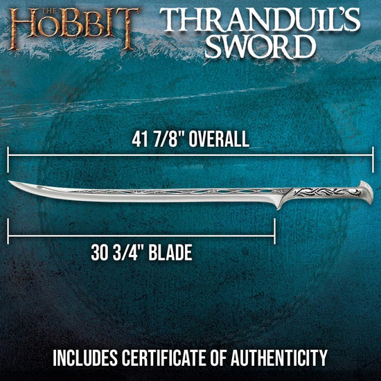 The Hobbit Sword Of Thranduil the Elvenking Replica with Wall Plaque