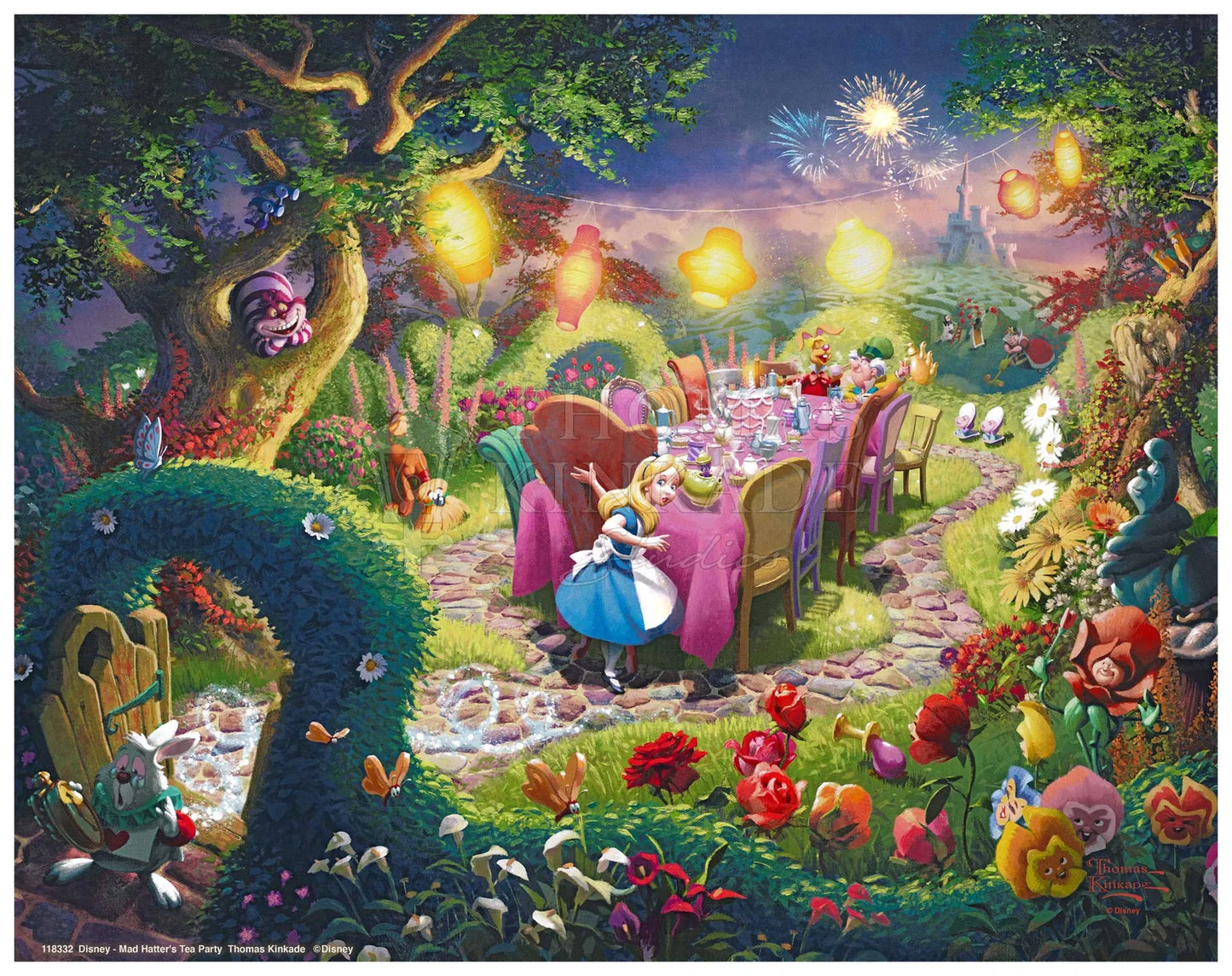Alice In Wonderland "Tea Party" Thomas Kinkade Framed Art Print