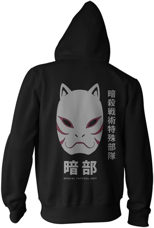 Naruto Shippuden Anbu Black Ops Front Tactical Squad Zip Hoodie