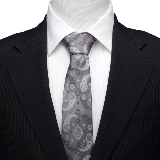 Load image into Gallery viewer, Avengers Paisley Icons (Gray) Marvel Fine Neck Tie
