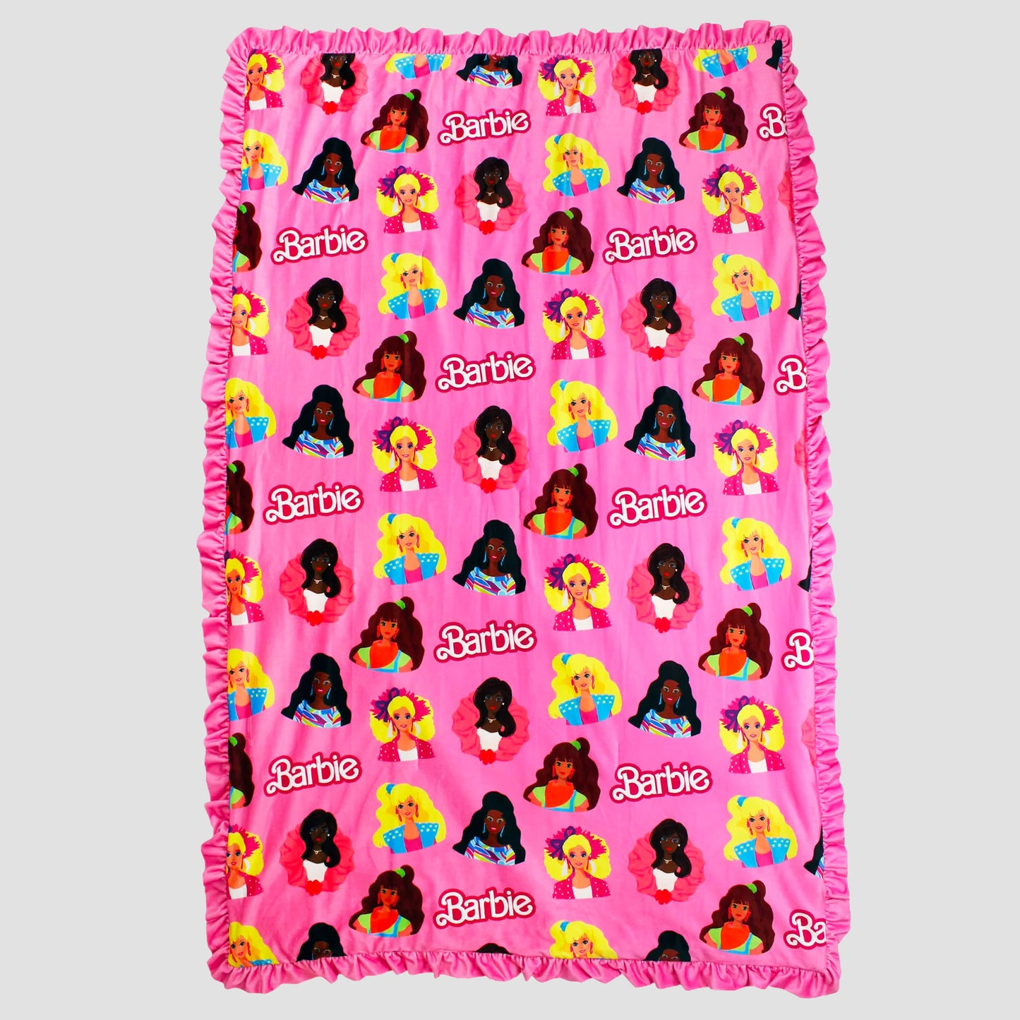 Barbie Sticker Ruffle Blanket by Cakeworthy
