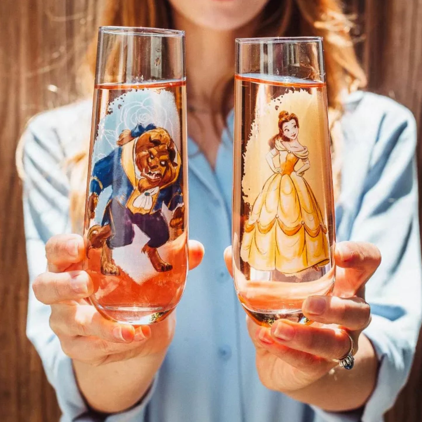 Beauty and the Beast (Disney) 9oz Fluted Glassware Set of 2