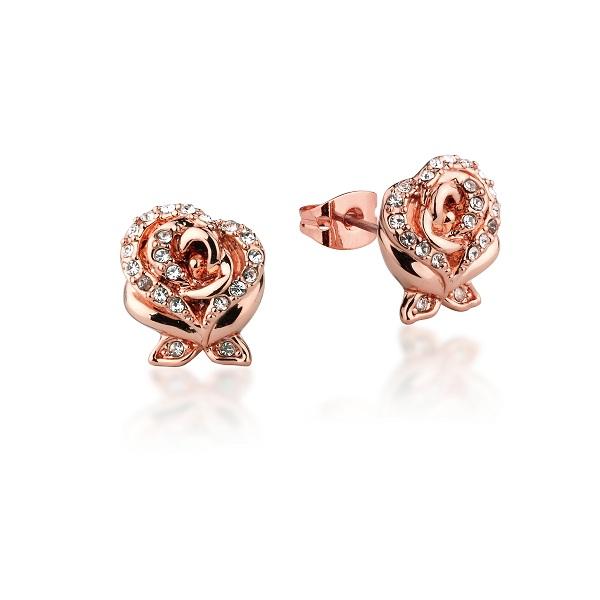 Beauty and the Beast Enchanted Rose Crystal Stud Earrings