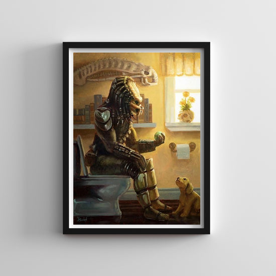 Load image into Gallery viewer, &amp;quot;Before the Hunt&amp;quot; (Predator) Bathroom Parody Art Print
