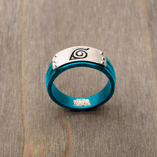 Naruto Leaf Village Blue Stainless Steel Ring