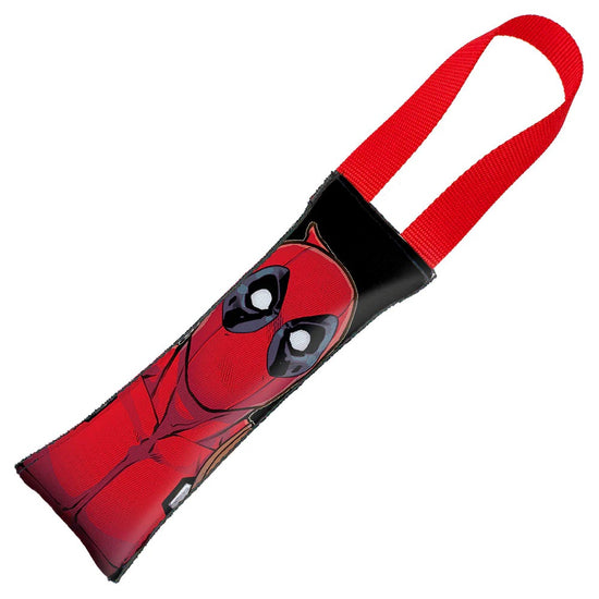 Deadpool Slanted Logo Marvel Squeaky Tug Dog Toy