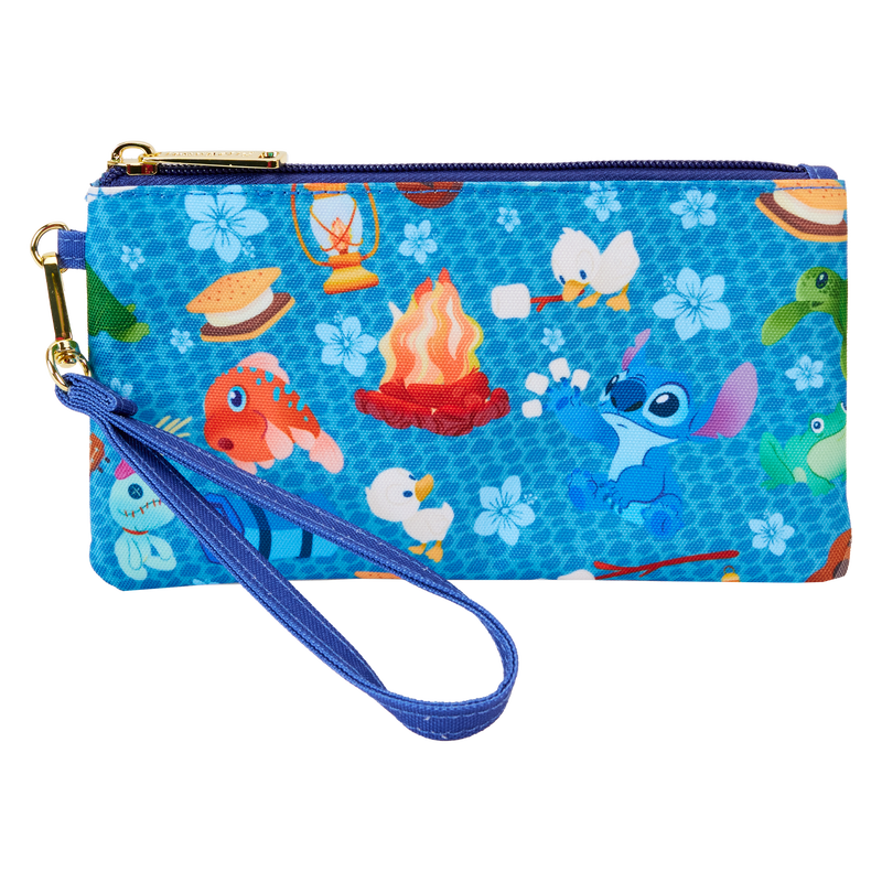 Disney Stitch Camping Cuties All-Over Print Nylon Wristlet by LoungeFly