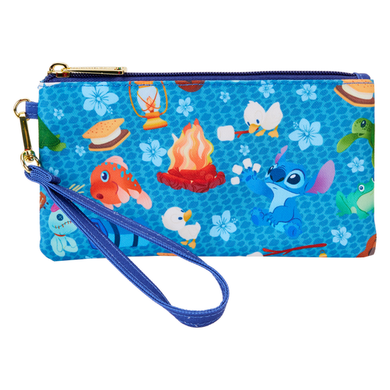 Disney Stitch Camping Cuties All-Over Print Nylon Wristlet by LoungeFly