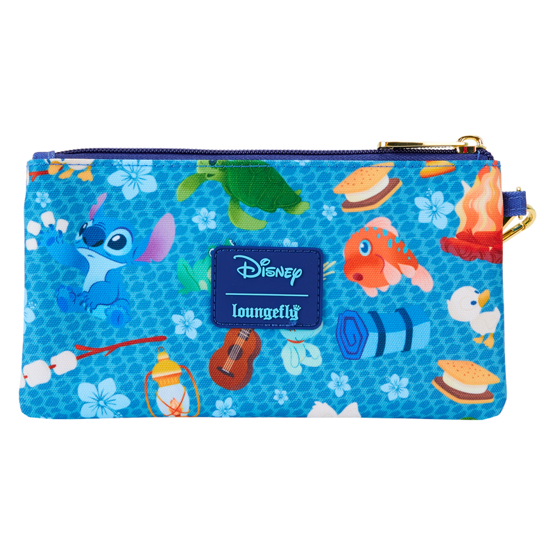 Disney Stitch Camping Cuties All-Over Print Nylon Wristlet by LoungeFly