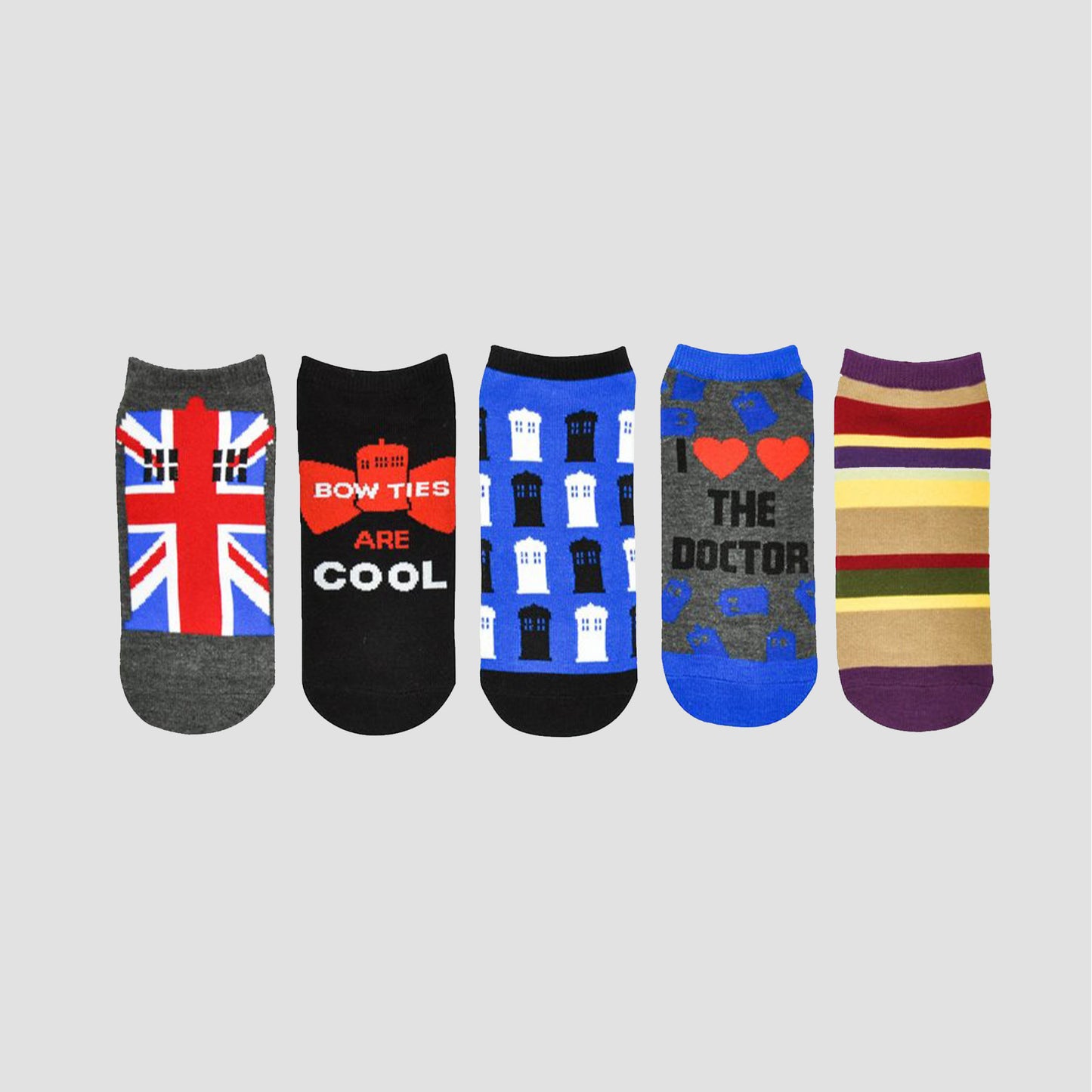 Doctor Who Union Jack Tardis Ankle Socks 5 Pack