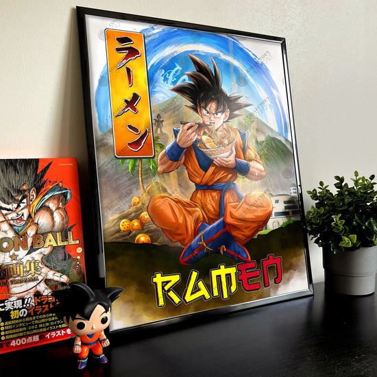 Even Saiyans Gotta Eat (Dragon Ball Z) Son Goku Ramen Cafe Sign Premium Art Print
