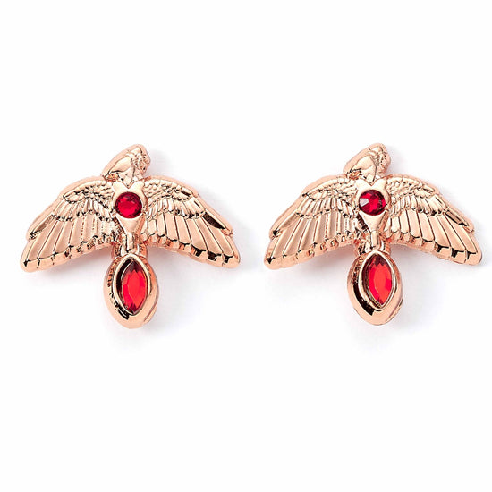 Fawkes the Phoenix (Harry Potter) Rose Gold Enamel Stud Earrings
