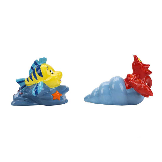 The Little Mermaid Flounder and Sebastian Sculpted Salt and Pepper Shaker Set