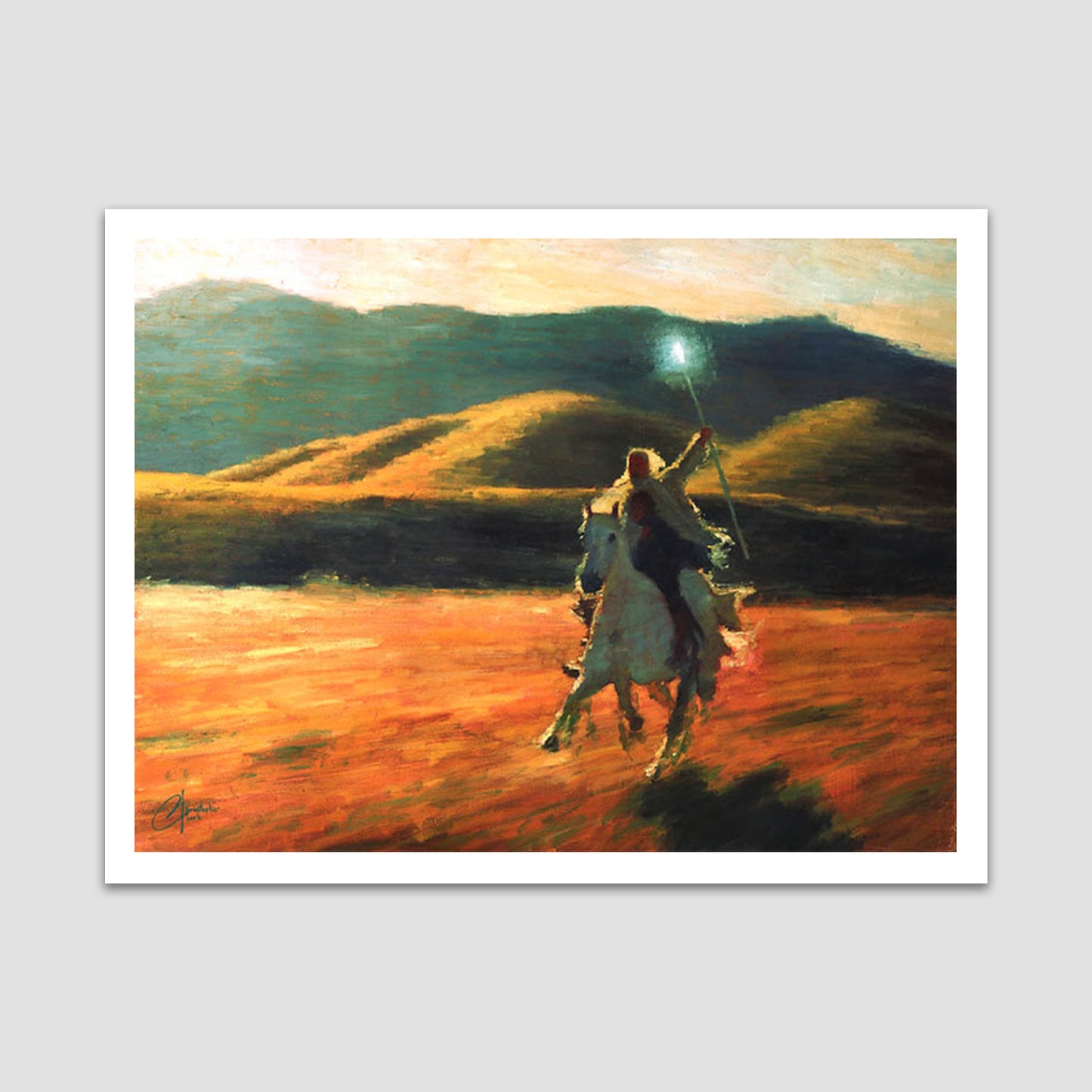 Load image into Gallery viewer, Gandalf, Pippin, and Shadowfax (The Lord of the Rings) Premium Art Print
