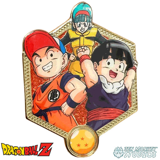 Gohan, Bulma, Krillin Dragon Ball Enamel Pin Golden Series