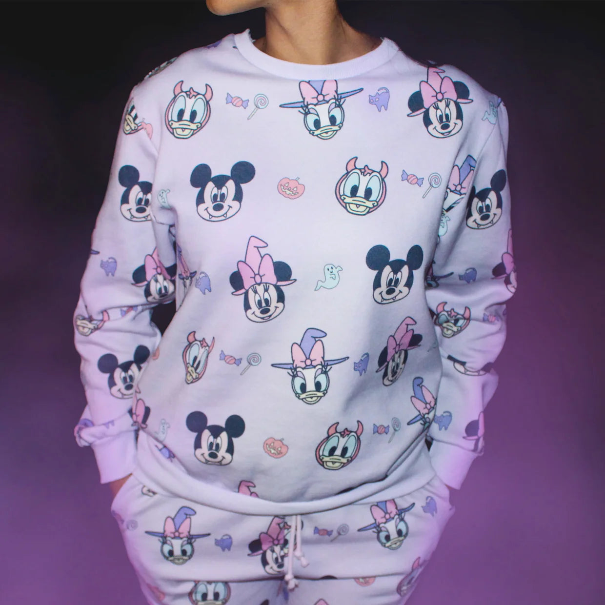 Halloween Mickey and Friends (Disney) Pastel Crew Neck Sweater by Cakeworthy