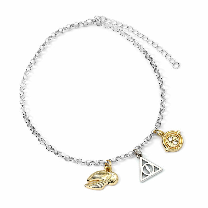 Harry Potter Golden Snitch, Deathly Hallows, and Time Turner Charm Bracelet
