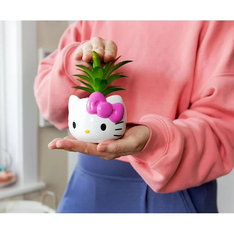 Hello Kitty Ceramic Planter with Faux Plant