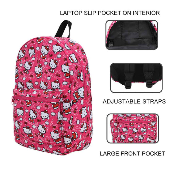 Hello Kitty Pink Bows Sanrio Laptop Backpack