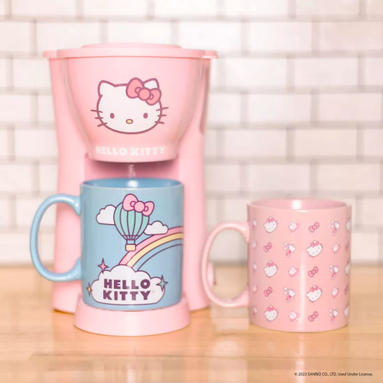 Hello Kitty Happy Holidays Glass Mug w/Lid & Spoon 17oz Christmas
