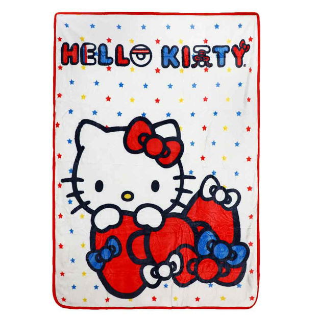 Hello Kitty With Bows Fleece Throw Blanket