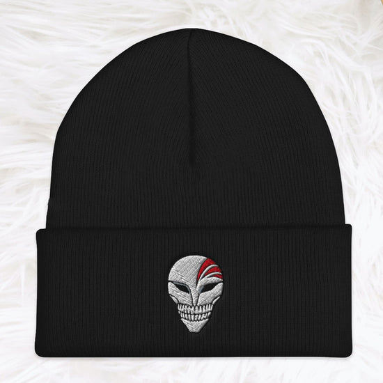 Hollow Mask (Bleach) Black Embroidered Beanie Hat