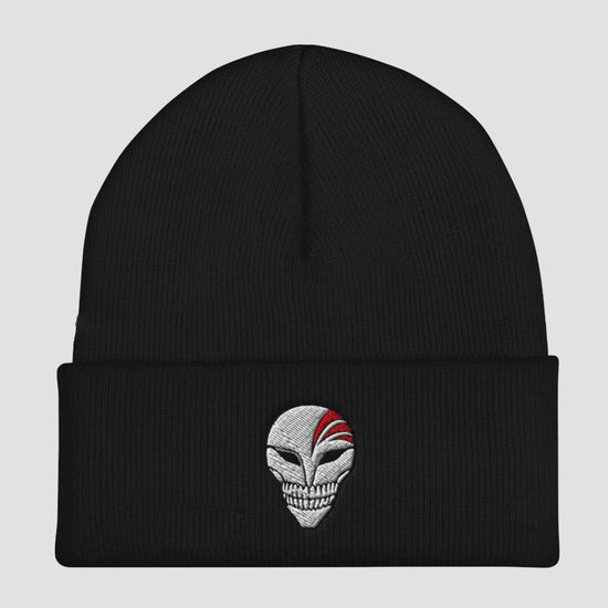 Load image into Gallery viewer, Hollow Mask (Bleach) Black Embroidered Beanie Hat
